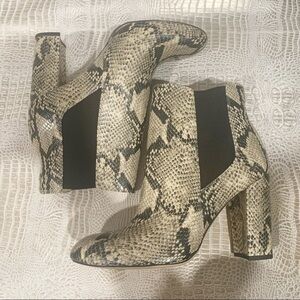 Sam Edelman Gray Case Snake-print Leather Booties